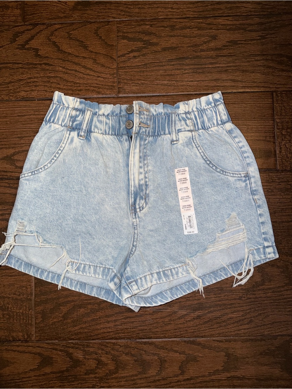 SO Light Blue High-Rise Paperbag Denim Shorts
